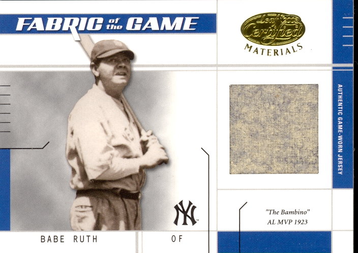 2003 Leaf Certified Materials Fabric of the Game #15IN Babe Ruth IN/10
