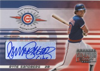 2003 Donruss Signature Team Trademarks Autographs Notations #29B Ryne Sandberg Cubs/5