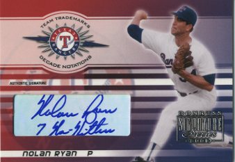 2003 Donruss Signature Team Trademarks Autographs Notations Decade #22 Nolan Ryan Rgr 7 No Hitters