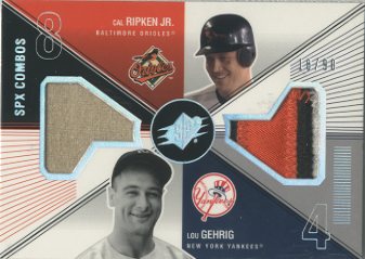 2003 SPx Game Used Combos #CL Cal Ripken Patch/Lou Gehrig Pants/90