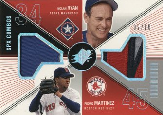 2003 SPx Game Used Combos #RY Nolan Ryan Patch/Pedro Martinez Patch/10
