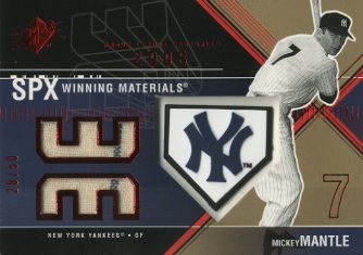 2003 SPx Winning Materials 50 #MM2A Mickey Mantle Pants Logo