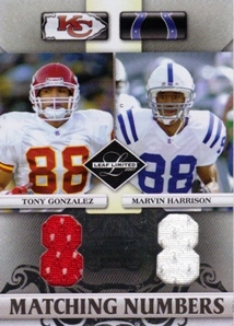 2007 Leaf Limited Matching Numbers Jerseys #9 Tony Gonzalez/Marvin Harrison