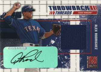 2003 Donruss Elite Throwback Threads Autographs #9 Alex Rodriguez Rgr/5