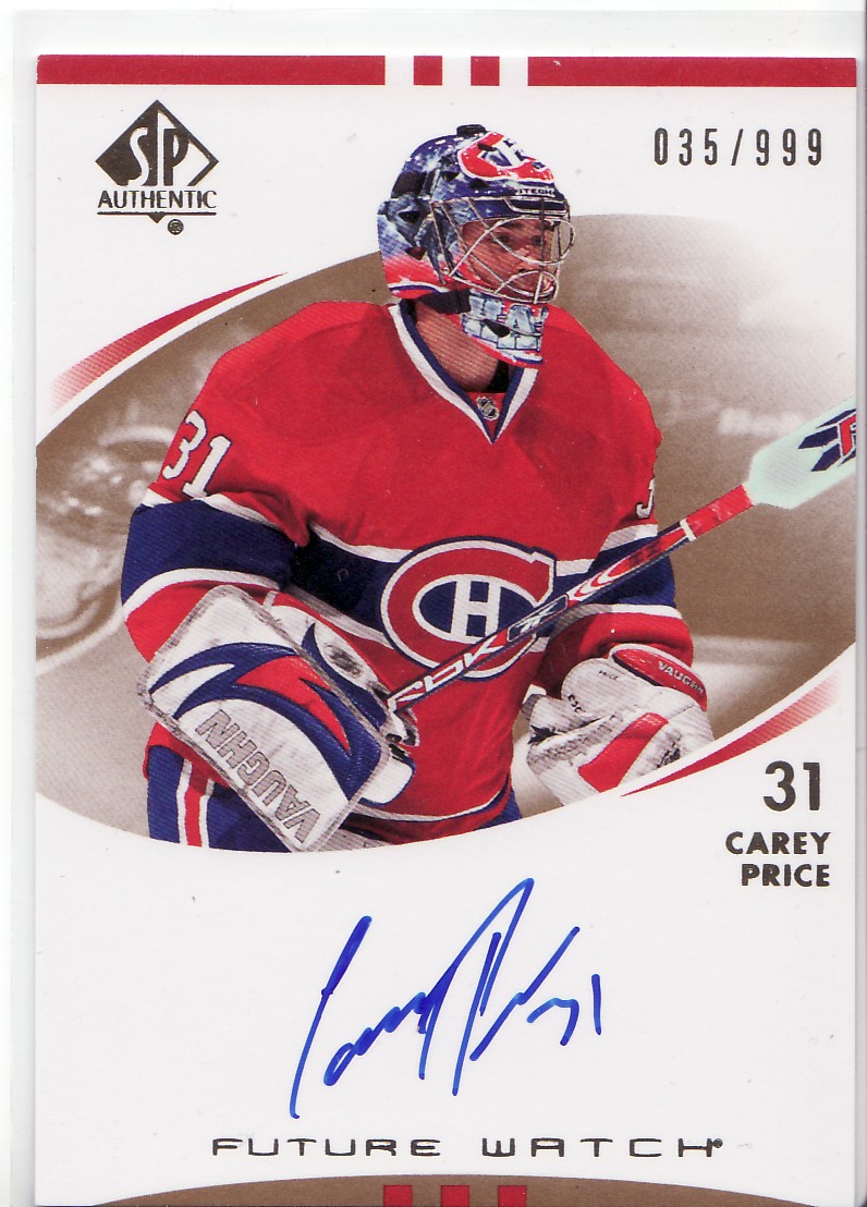 2007-08 SP Authentic #225 Carey Price AU RC
