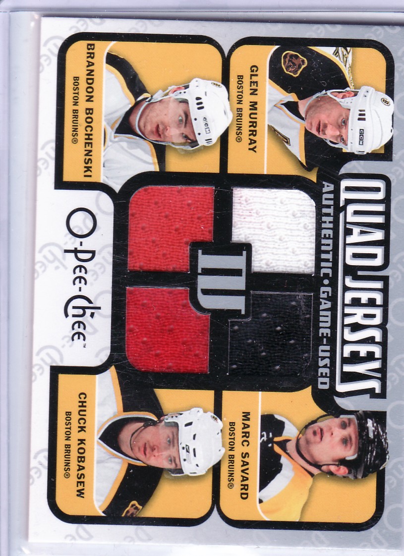 2007-08 O-Pee-Chee Materials Quad #QMSMKB Marc Savard/Glen Murray/Chuck Kobasew/Brandon Bochenski