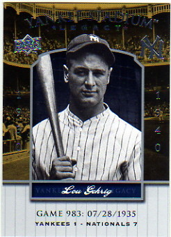 2008 Upper Deck Yankee Stadium Legacy Collection #983 Lou Gehrig