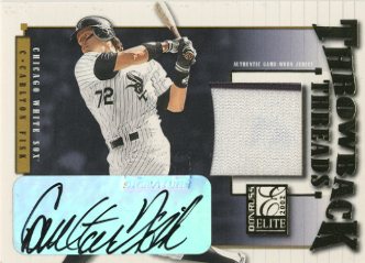 2002 Donruss Elite Throwback Threads Autographs #47 Carlton Fisk White Sox/10
