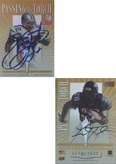 1999 Donruss Elite Passing the Torch Autographs #4B Emmitt Smith/Fred Taylor