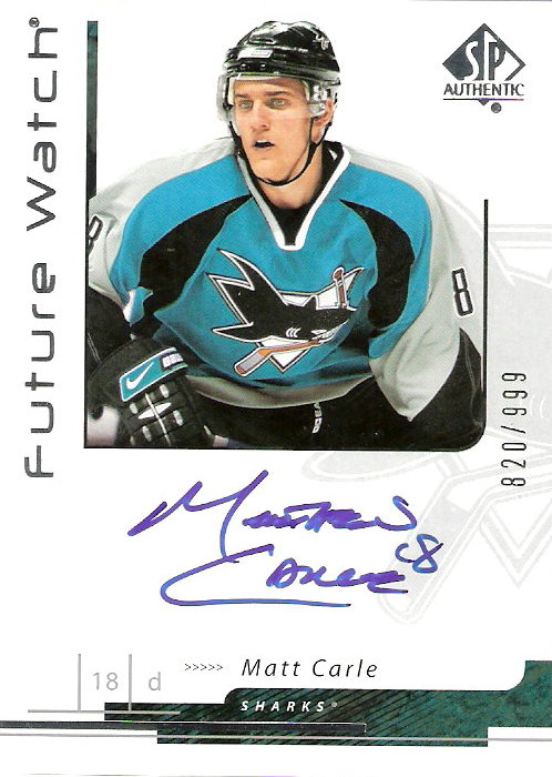 2006-07 SP Authentic #201 Matt Carle AU RC