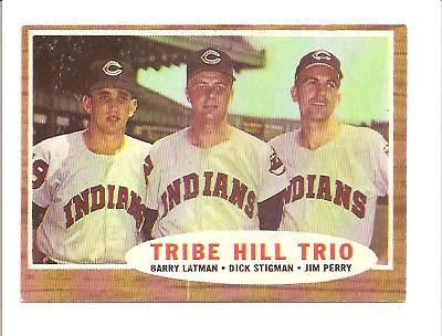 1962 Topps #37 Tribe Hill Trio/Barry Latman/Dick Stigman/Jim Perry
