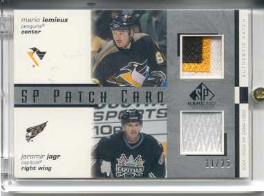 2001-02 SP Game Used Patches #CPLJ Mario Lemieux/Jaromir Jagr