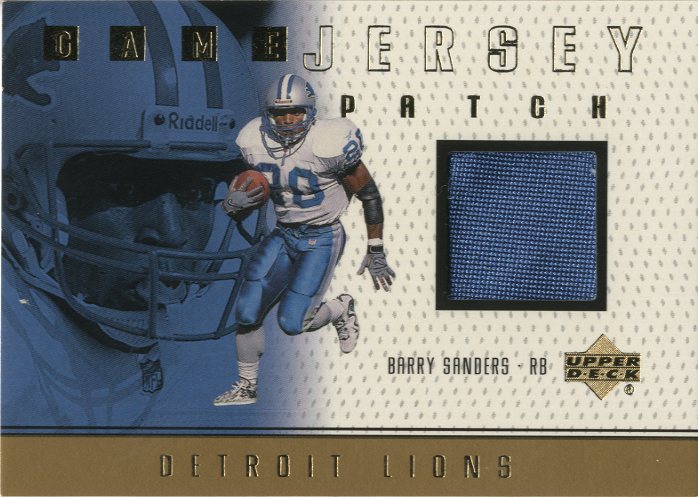 1999 Upper Deck Game Jersey Patch #BSP Barry Sanders