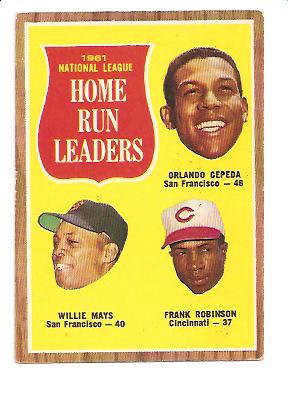 1962 Topps #54 NL Home Run Leaders/Orlando Cepeda/Willie Mays/Frank Robinson