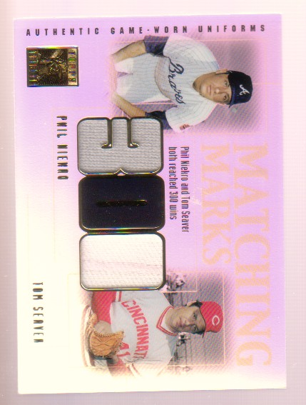 2002 Topps Tribute Matching Marks Dual Relics #NS Phil Niekro Uni/Tom Seaver Uni G