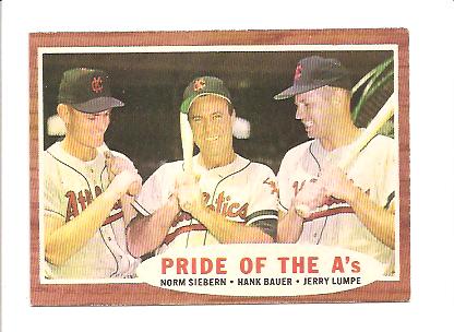 1962 Topps #127 Pride of A's/Norm Siebern/Hank Bauer MG/Jerry Lumpe