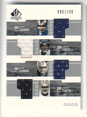 2002 SP Authentic Threads Quads #WG Warn/Gries/Gann/Cart