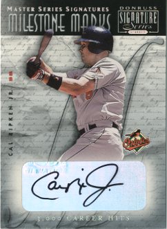 2001 Donruss Signature Milestone Marks Masters Series #27 Cal Ripken