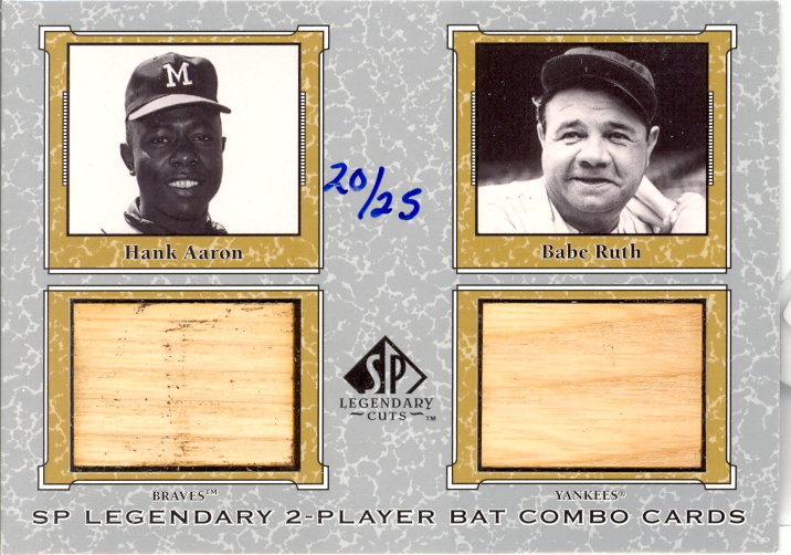 2001 SP Legendary Cuts Game Bat Combo #HABR Hank Aaron/Babe Ruth