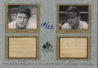 2001 SP Legendary Cuts Game Bat Combo #JCBD Joe Cronin/Bobby Doerr
