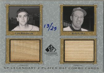2001 SP Legendary Cuts Game Bat Combo #LBBF Lou Boudreau/Bob Feller
