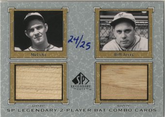 2001 SP Legendary Cuts Game Bat Combo #MOBT Mel Ott/Bill Terry
