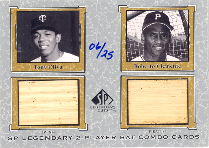 2001 SP Legendary Cuts Game Bat Combo #TORC Tony Oliva/Roberto Clemente