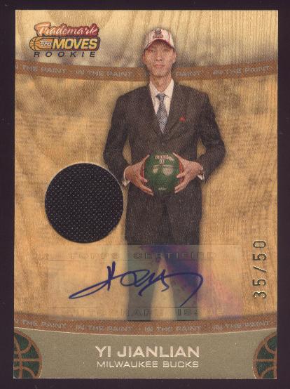 2007-08 Topps Trademark Moves Rookie Relic Ink Orange #51 Yi Jianlian