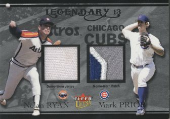 2004 Ultra Legendary 13 Dual Game Used Platinum #NRMP Nolan Ryan Patch/Mark Prior Patch