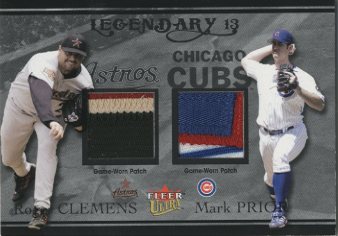 2004 Ultra Legendary 13 Dual Game Used Platinum #RCMP Roger Clemens Patch/Mark Prior Patch