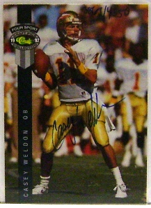1992 Classic Four Sport Autographs #103 Casey Weldon/4350