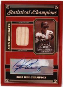 2004 Timeless Treasures Statistical Champions Signature #66 A.Rodriguez 02 RBI Bat/10