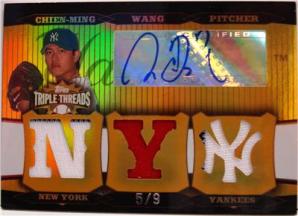 2006 Topps Triple Threads Relic Autograph Gold #23 Chien-Ming Wang J-PT-J