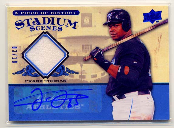 2008 UD A Piece of History Stadium Scenes Jersey Autographs #SS50 Frank Thomas/10 front image