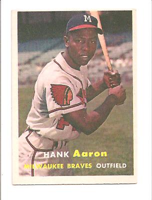1957 Topps #20 Hank Aaron UER/(Reverse negative/photo on front)