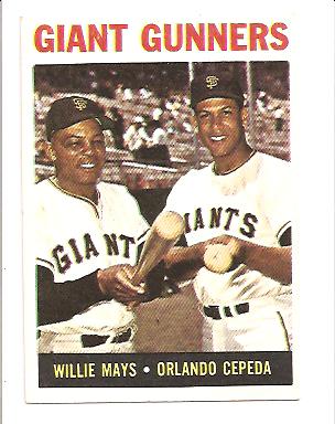 1964 Topps #306 Giant Gunners/Willie Mays/Orlando Cepeda