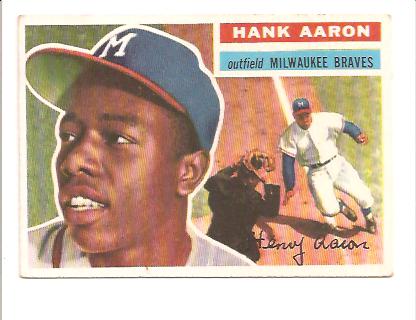 1956 Topps #31 Hank Aaron UER DP (Small photo is Willie Mays)