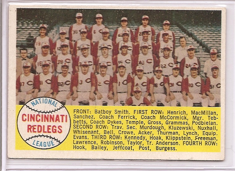 1958 Topps #428B Cincinnati Reds TC Numerical