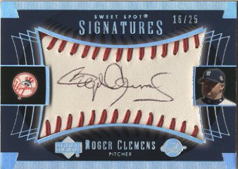 2003 Sweet Spot Signatures Black Ink Holo-Foil #RC Roger Clemens