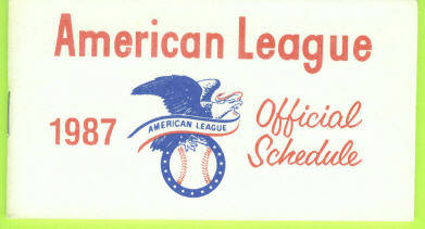 1987 American League Baseball Pocket Schedule 