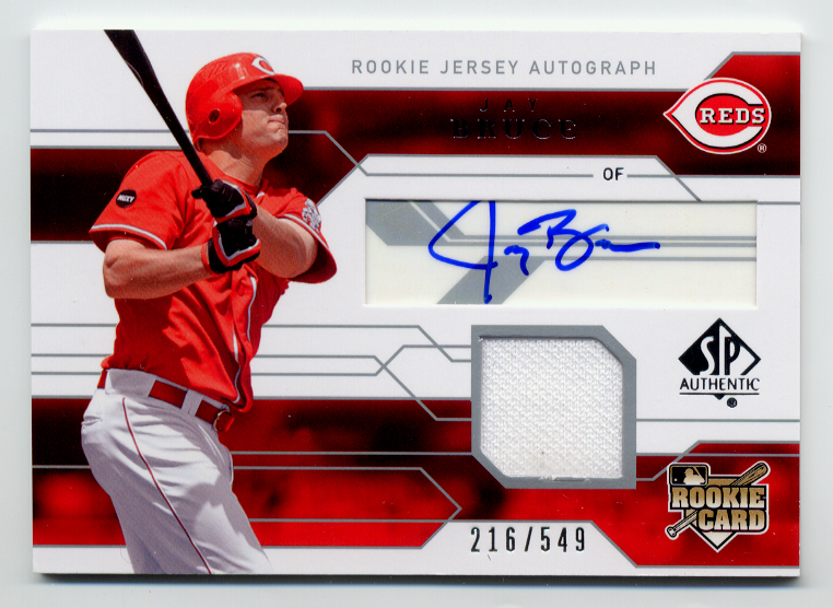 2008 SP Authentic #132 Jay Bruce Jsy AU/549 (RC)