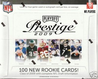 2009 Playoff Prestige Football Factory Sealed Hobby Box - 4 Autographs Or Memorabilia Cards & 24 Rookie Cards Per Box - Possible Mark Sanchez Matthew Stafford + A Pack Of Sleeves - In Stock Now  