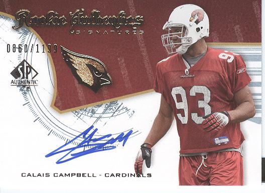 2008 SP Authentic #209 Calais Campbell AU RC