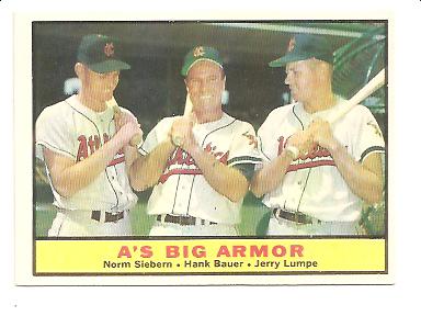 1961 Topps #119 A's Big Armor/Norm Siebern/Hank Bauer/Jerry Lumpe