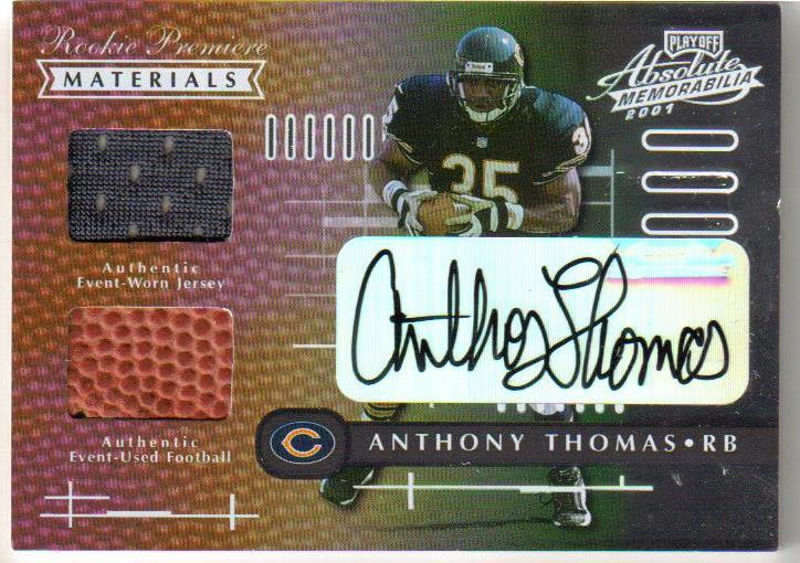 2001 Absolute Memorabilia Rookie Premiere Materials Autographs #159 Anthony Thomas