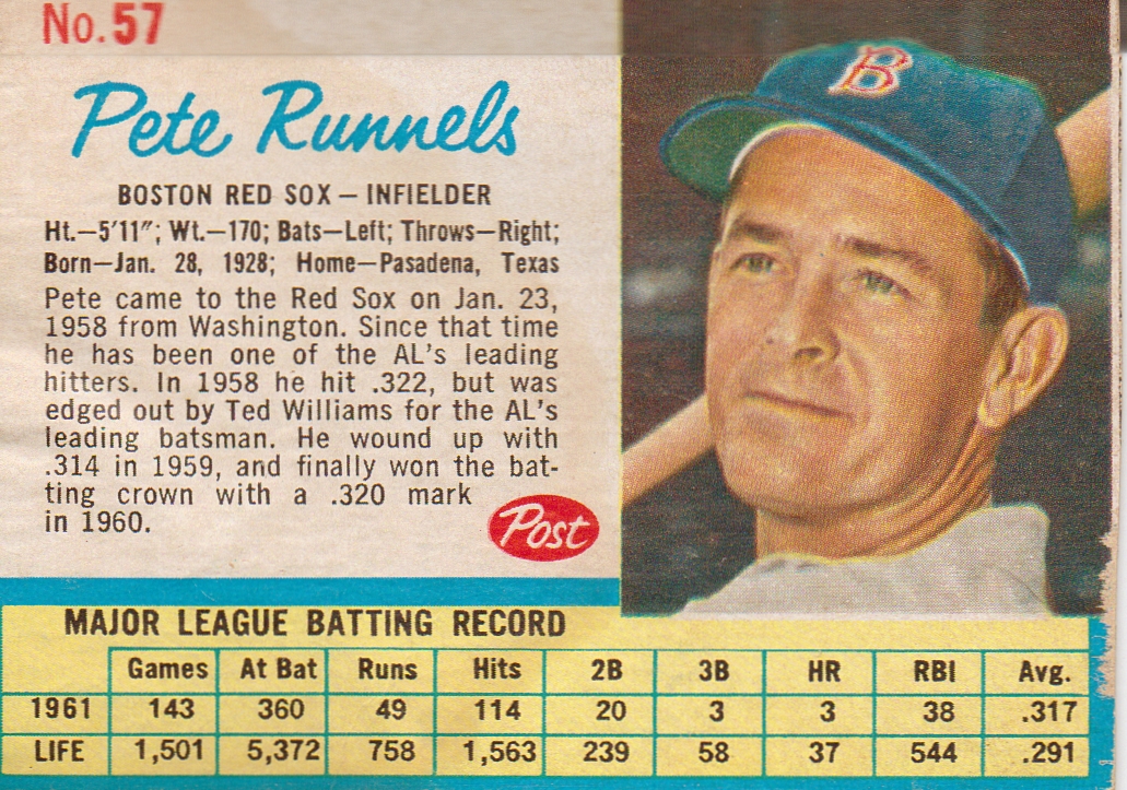 1962 Post #57 Pete Runnels