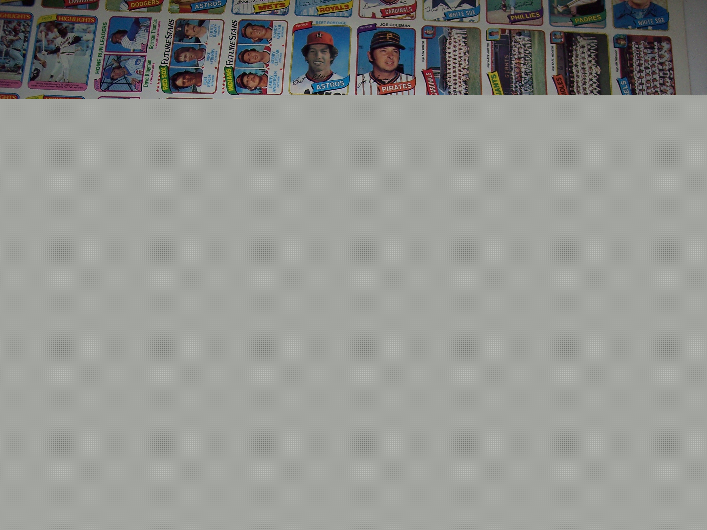 1980 Topps Uncut Sheet w Rose (HL), Leaders team cards Ful 132 card Sheet