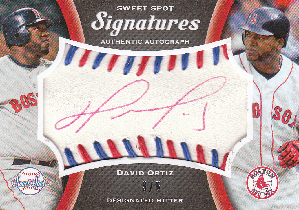 2008 Sweet Spot Signatures Red-Blue Stitch Red Ink #DO David Ortiz/5