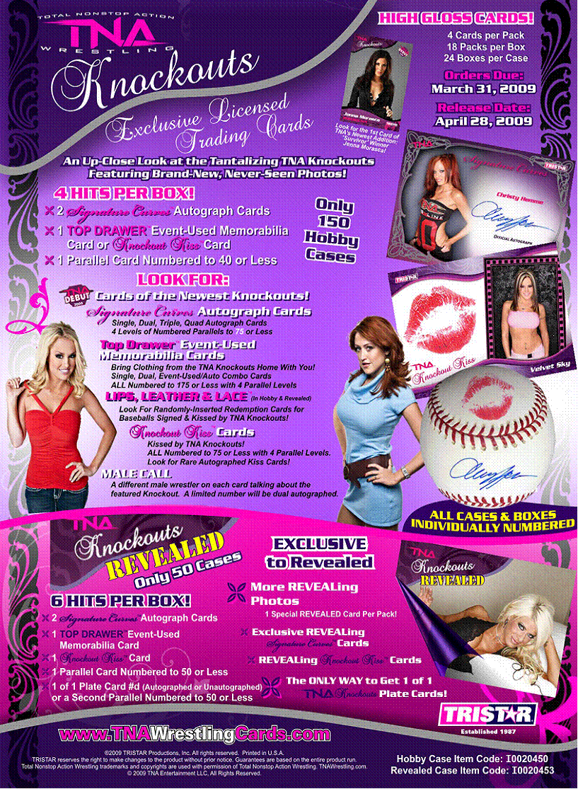 12 BOX LOT : 2009 Tristar TNA Knockouts (Divas) Wrestling Factory Sealed Hobby Box (2 Autographs & 1 Memorabilia Card in EVERY Box)