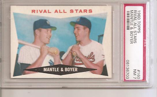 1960 Topps #160 Rival All-Stars/Mickey Mantle/Ken Boyer